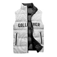 New Zealand Rangatira Custom Sleeveless Puffer Jacket All White Niho Taniwha Maori Tribal - Polynesian Pride