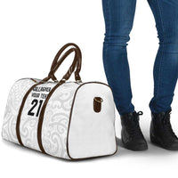 New Zealand Rangatira Custom Travel Bag All White Niho Taniwha Maori Tribal - Polynesian Pride
