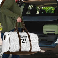 New Zealand Rangatira Custom Travel Bag All White Niho Taniwha Maori Tribal - Polynesian Pride