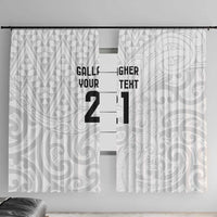 New Zealand Rangatira Custom Window Curtain All White Niho Taniwha Maori Tribal LT9 With Hooks White - Polynesian Pride