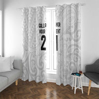 New Zealand Rangatira Custom Window Curtain All White Niho Taniwha Maori Tribal LT9 With Grommets White - Polynesian Pride