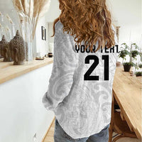 New Zealand Rangatira Custom Women Casual Shirt All White Niho Taniwha Maori Tribal LT9 - Polynesian Pride