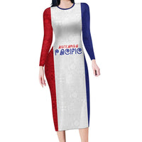 New Zealand Rugby Pacific Personalised Family Matching Long Sleeve Bodycon Dress and Hawaiian Shirt Maori Style Tribal Tapa Pattern LT9 Mom's Dress White - Polynesian Pride