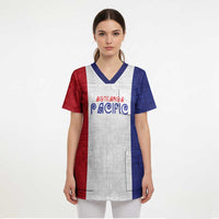 New Zealand Rugby Pacific Personalised Scrub Top Maori Style Tribal Tapa Pattern - Polynesian Pride