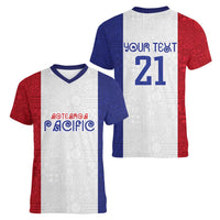 New Zealand Rugby Pacific Personalised Women V-Neck T-Shirt Maori Style Tribal Tapa Pattern