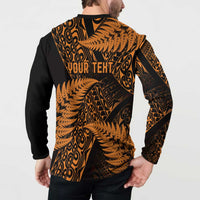 New Zealand Rugby Pacific Personalised Button Sweatshirt All Gold Maori Pasifika Fern Pattern LT9 - Polynesian Pride