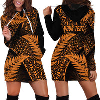 New Zealand Rugby Pacific Personalised Hoodie Dress All Gold Maori Pasifika Fern Pattern