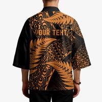 New Zealand Rugby Pacific Personalised Kimono All Gold Maori Pasifika Fern Pattern - Polynesian Pride