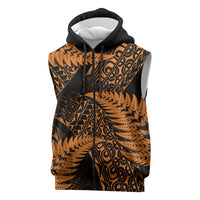 New Zealand Rugby Pacific Personalised Sleeveless Zip Hoodie All Gold Maori Pasifika Fern Pattern - Polynesian Pride