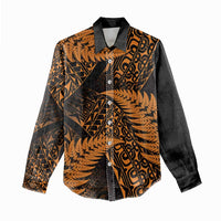 New Zealand Rugby Pacific Personalised Women Casual Shirt All Gold Maori Pasifika Fern Pattern LT9 - Polynesian Pride