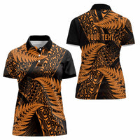 New Zealand Rugby Pacific Personalised Women Polo Shirt All Gold Maori Pasifika Fern Pattern