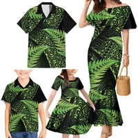 New Zealand Rugby Pacific Personalised Family Matching Mermaid Dress and Hawaiian Shirt All Lime Maori Pasifika Fern Pattern LT9 - Polynesian Pride