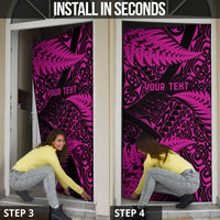 New Zealand Rugby Pacific Personalised Door Cover All Pink Maori Pasifika Fern Pattern - Polynesian Pride