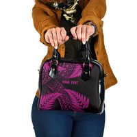 New Zealand Rugby Pacific Personalised Shoulder Handbag All Pink Maori Pasifika Fern Pattern