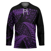 New Zealand Rugby Pacific Personalised Hockey Jersey All Purple Maori Pasifika Fern Pattern - Polynesian Pride