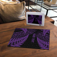 New Zealand Rugby Pacific Personalised Puzzle All Purple Maori Pasifika Fern Pattern - Polynesian Pride