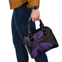 New Zealand Rugby Pacific Personalised Shoulder Handbag All Purple Maori Pasifika Fern Pattern