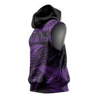 New Zealand Rugby Pacific Personalised Sleeveless Hoodie All Purple Maori Pasifika Fern Pattern - Polynesian Pride