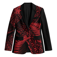 New Zealand Rugby Pacific Personalised Blazer All Red Maori Pasifika Fern Pattern LT9 Unisex Red - Polynesian Pride