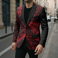 New Zealand Rugby Pacific Personalised Blazer All Red Maori Pasifika Fern Pattern LT9 - Polynesian Pride