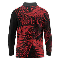 New Zealand Rugby Pacific Personalised Long Sleeve Polo Shirt All Red Maori Pasifika Fern Pattern
