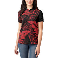 New Zealand Rugby Pacific Personalised Women Polo Shirt All Red Maori Pasifika Fern Pattern