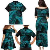 New Zealand Rugby Pacific Personalised Family Matching Puletasi and Hawaiian Shirt All Turquoise Maori Pasifika Fern Pattern LT9 - Polynesian Pride