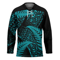 New Zealand Rugby Pacific Personalised Hockey Jersey All Turquoise Maori Pasifika Fern Pattern - Polynesian Pride