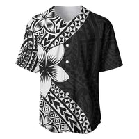 Lotu Tamaiti White Sunday Baseball Jersey Pacific Plumeria Flowers - Black Version LT9 Black - Polynesian Pride