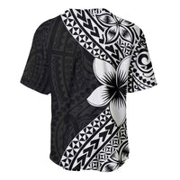 Lotu Tamaiti White Sunday Baseball Jersey Pacific Plumeria Flowers - Black Version LT9 - Polynesian Pride