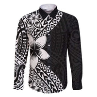 Lotu Tamaiti White Sunday Family Matching Short Sleeve Bodycon Dress and Hawaiian Shirt Pacific Plumeria Flowers - Black Version LT9 Dad's Shirt - Long Sleeve Black - Polynesian Pride