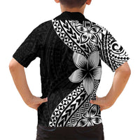 Lotu Tamaiti White Sunday Family Matching Summer Maxi Dress and Hawaiian Shirt Pacific Plumeria Flowers - Black Version LT9 - Polynesian Pride