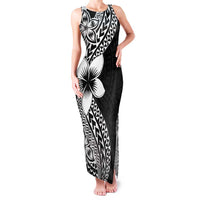 Lotu Tamaiti White Sunday Family Matching Tank Maxi Dress and Hawaiian Shirt Pacific Plumeria Flowers - Black Version LT9 Mom's Dress Black - Polynesian Pride