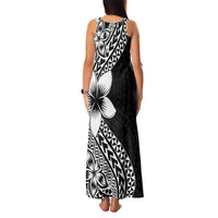 Lotu Tamaiti White Sunday Family Matching Tank Maxi Dress and Hawaiian Shirt Pacific Plumeria Flowers - Black Version LT9 - Polynesian Pride