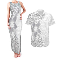 Lotu Tamaiti White Sunday Couples Matching Tank Maxi Dress and Hawaiian Shirt Pacific Plumeria Flowers - White Version LT9 White - Polynesian Pride
