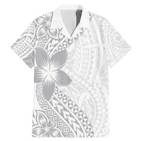 Lotu Tamaiti White Sunday Family Matching Mermaid Dress and Hawaiian Shirt Pacific Plumeria Flowers - White Version LT9 Dad's Shirt - Short Sleeve White - Polynesian Pride