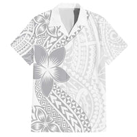 Lotu Tamaiti White Sunday Family Matching Short Sleeve Bodycon Dress and Hawaiian Shirt Pacific Plumeria Flowers - White Version LT9 Dad's Shirt - Short Sleeve White - Polynesian Pride
