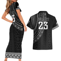 Custom Fiji New Zealand Rugby Couples Matching Short Sleeve Bodycon Dress and Hawaiian Shirt Make History Together LT9 - Polynesian Pride