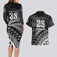 Custom Fiji New Zealand Rugby Couples Matching Long Sleeve Bodycon Dress and Hawaiian Shirt Cibi Dance with Black Fern LT9 - Polynesian Pride