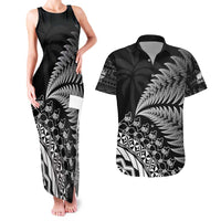 Custom Fiji New Zealand Rugby Couples Matching Tank Maxi Dress and Hawaiian Shirt Cibi Dance with Black Fern LT9 Black - Polynesian Pride