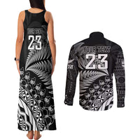 Custom Fiji New Zealand Rugby Couples Matching Tank Maxi Dress and Long Sleeve Button Shirt Cibi Dance with Black Fern LT9 - Polynesian Pride