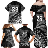 Custom Fiji New Zealand Rugby Family Matching Off Shoulder Maxi Dress and Hawaiian Shirt Cibi Dance with Black Fern LT9 - Polynesian Pride