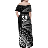 Custom Fiji New Zealand Rugby Family Matching Off Shoulder Maxi Dress and Hawaiian Shirt Cibi Dance with Black Fern LT9 - Polynesian Pride