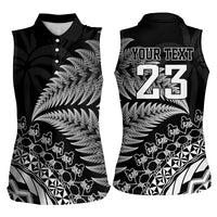 Custom Fiji New Zealand Rugby Women Sleeveless Polo Shirt Cibi Dance with Black Fern LT9 - Polynesian Pride