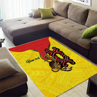 Personalised Papua New Guinea Oro Necklace Area Rug Gold Melanesia Traditional Pattern LT9 - Polynesian Pride