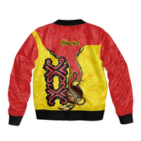 Personalised Papua New Guinea Oro Necklace Bomber Jacket Gold Melanesia Traditional Pattern LT9 - Polynesian Pride