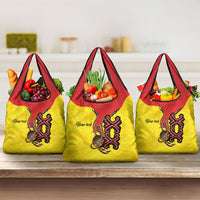 Personalised Papua New Guinea Oro Necklace Grocery Bag Gold Melanesia Traditional Pattern LT9 3-pack One Size Gold - Polynesian Pride