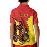 Personalised Papua New Guinea Oro Necklace Kid Polo Shirt Gold Melanesia Traditional Pattern LT9 - Polynesian Pride
