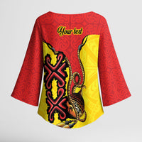 Personalised Papua New Guinea Oro Necklace Kimono Sleeve Blouse Gold Melanesia Traditional Pattern LT9 - Polynesian Pride