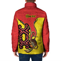 Personalised Papua New Guinea Oro Necklace Padded Jacket Gold Melanesia Traditional Pattern LT9 - Polynesian Pride